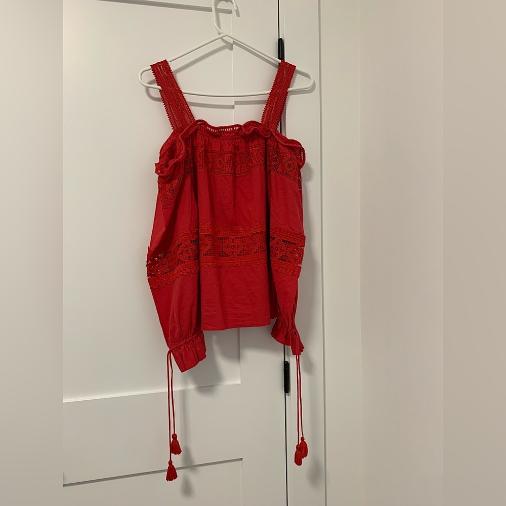 XS Suncoo Blouse Leone red off shoulder oversized long sleeve